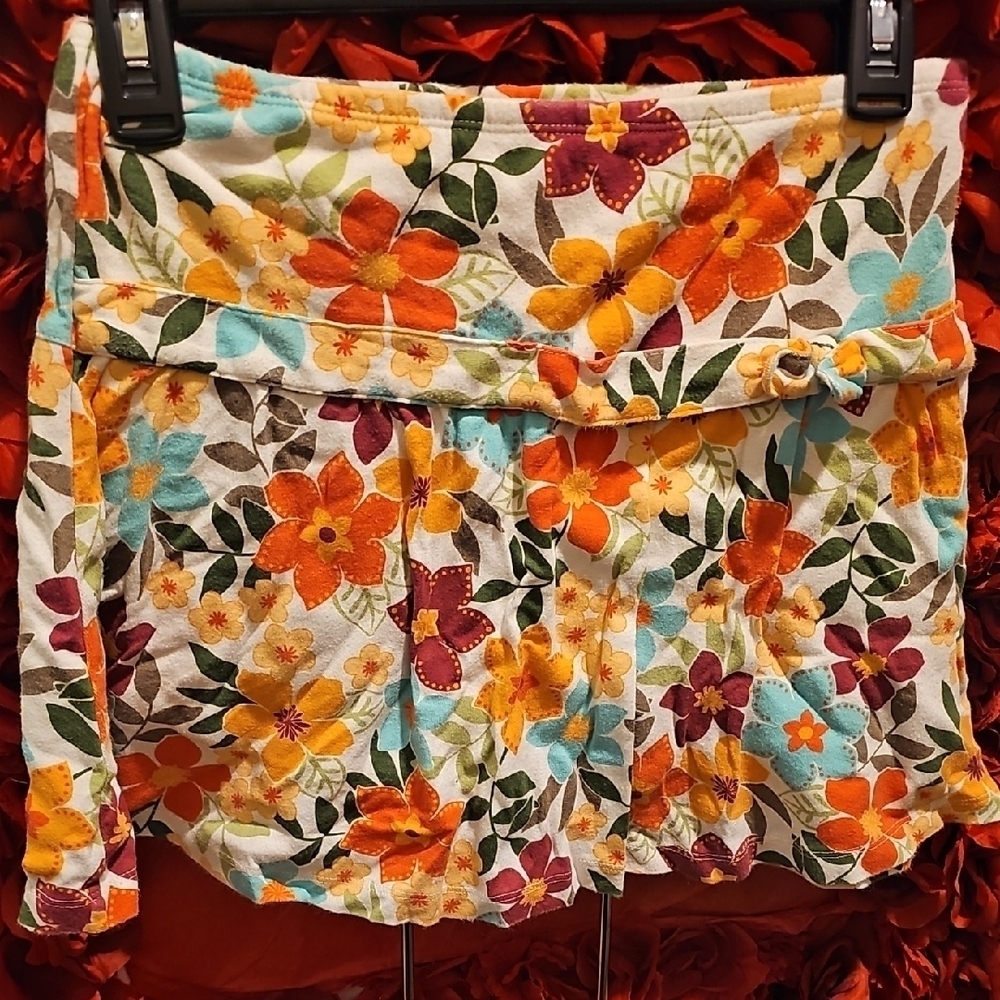 Floral Print Skirt with Tie Waist
